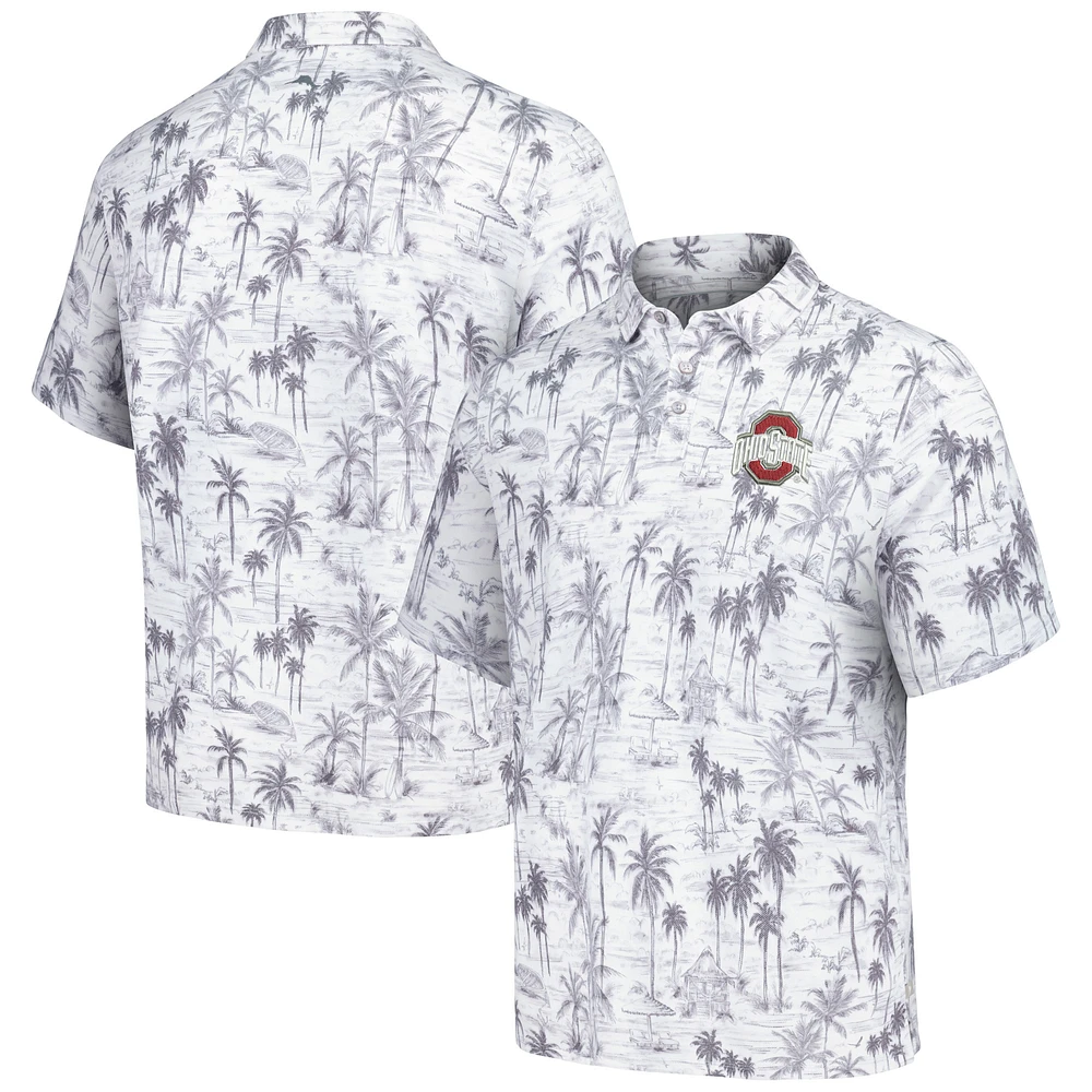 Men's Tommy Bahama Gray Ohio State Buckeyes Sport Cabana Shores IslandZone Tri-Blend Polo