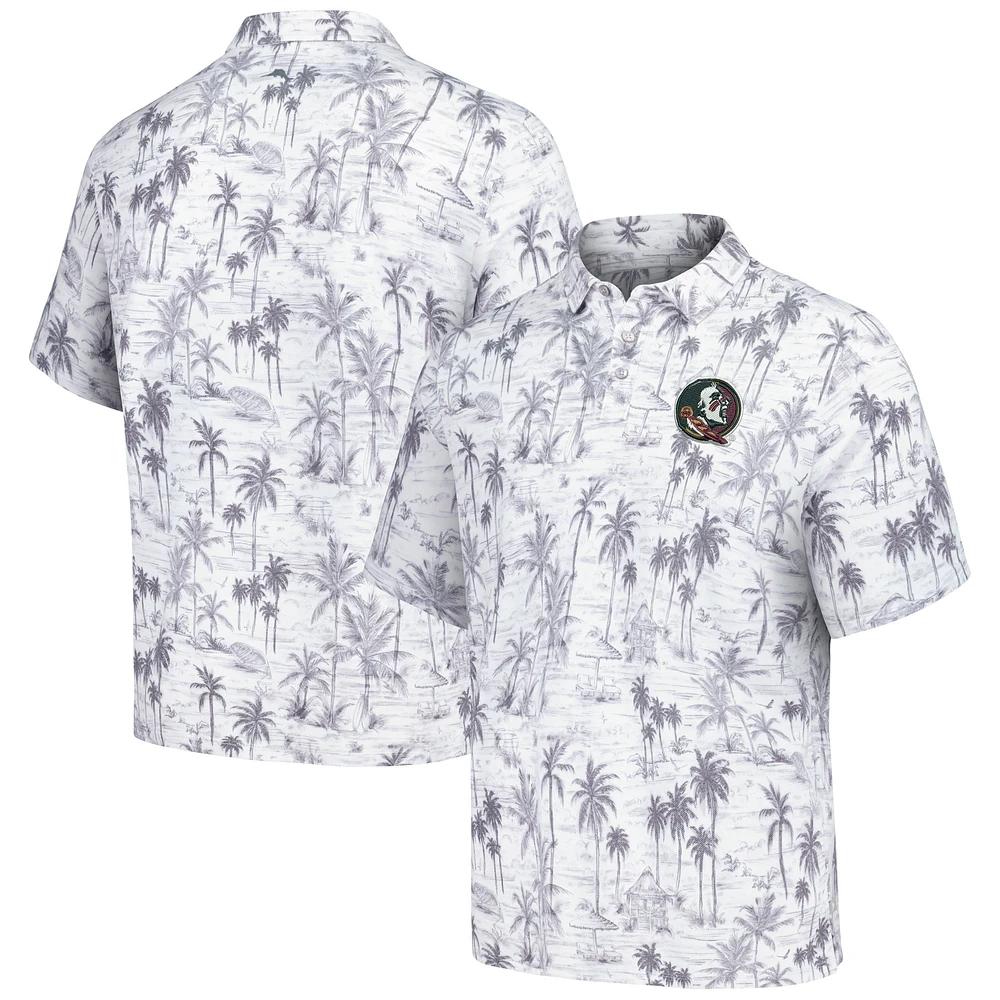 Men's Tommy Bahama Gray Florida State Seminoles Sport Cabana Shores IslandZone Tri-Blend Polo