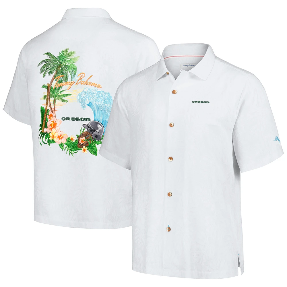 Men's Tommy Bahama White Oregon Ducks Castaway Game Camp Button-Up Shirt