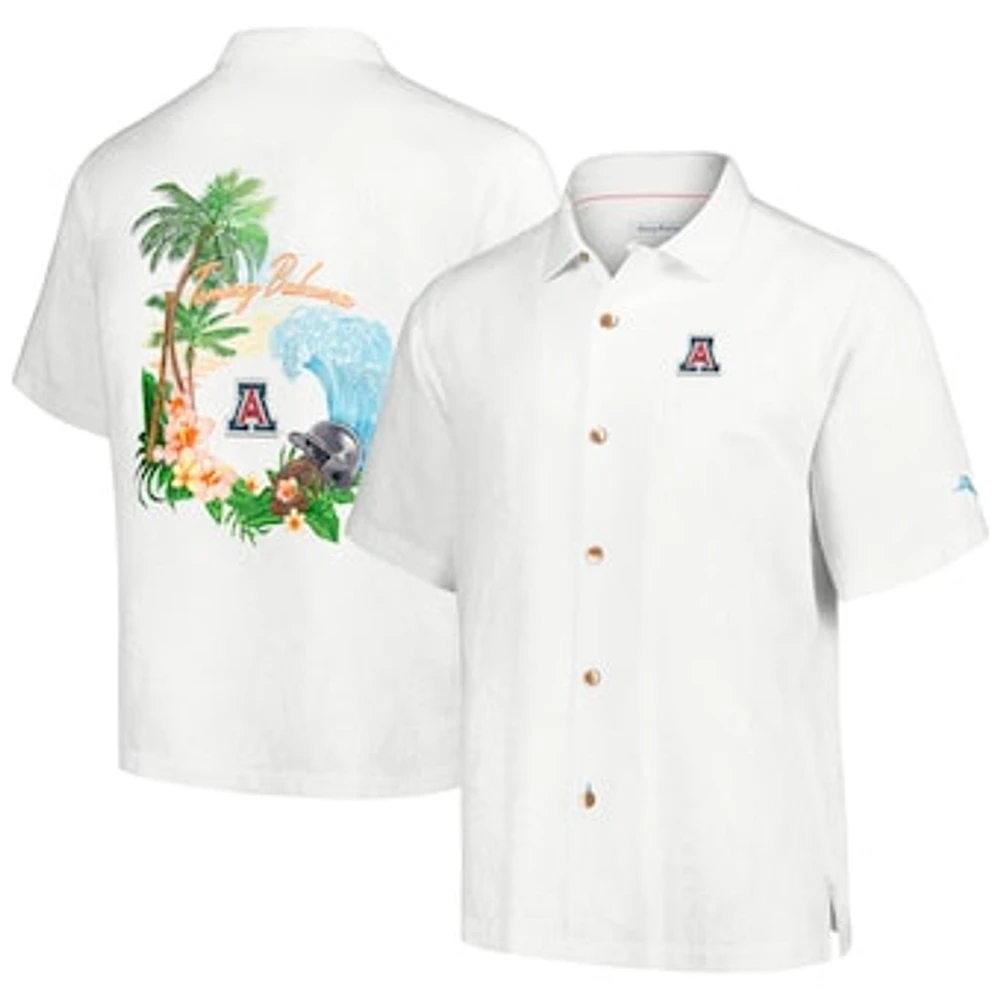 Men's Tommy Bahama White Arizona Wildcats Castaway Game Camp Button-Up Shirt