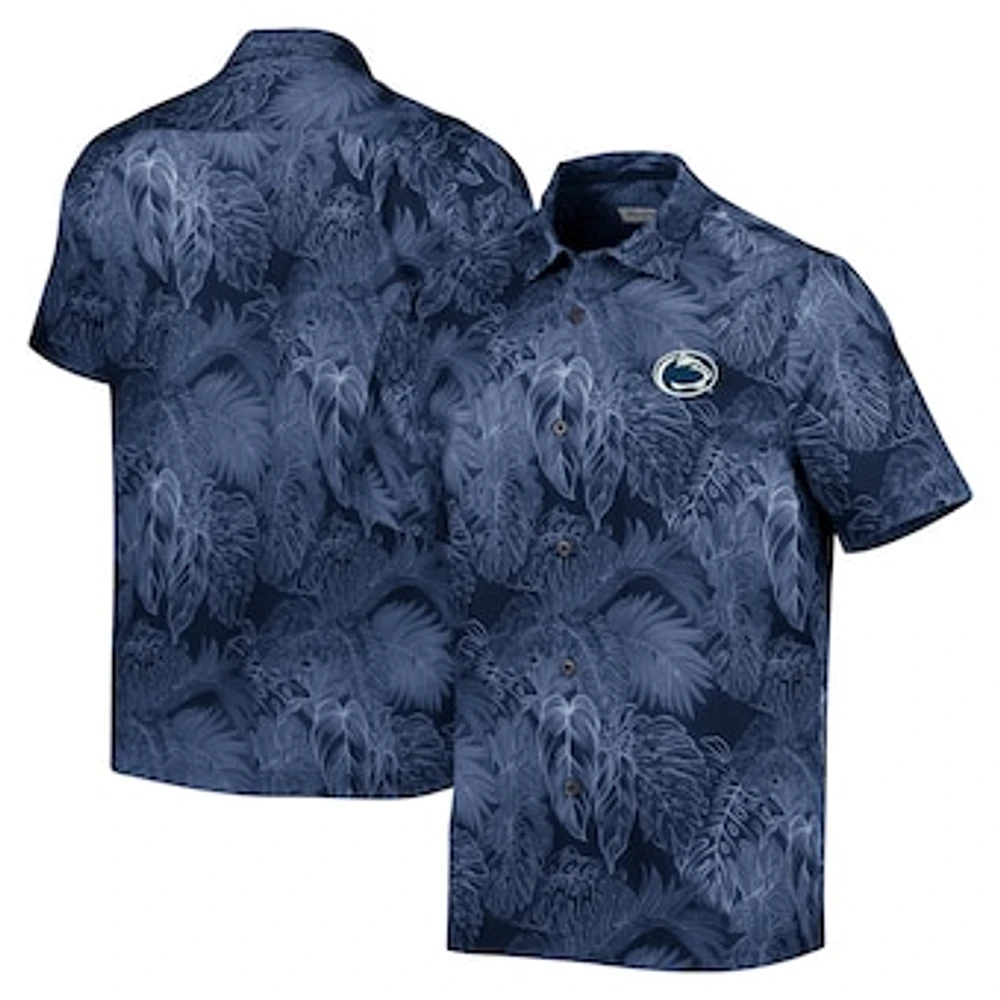 Men's Tommy Bahama Navy Penn State Nittany Lions Coast Luminescent Fronds IslandZone Button-Up Camp Shirt