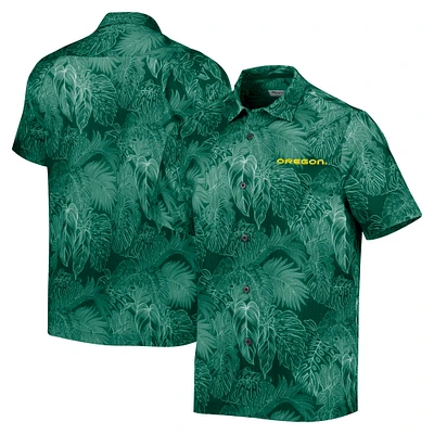 Men's Tommy Bahama Green Oregon Ducks Coast Luminescent Fronds IslandZone Button-Up Camp Shirt