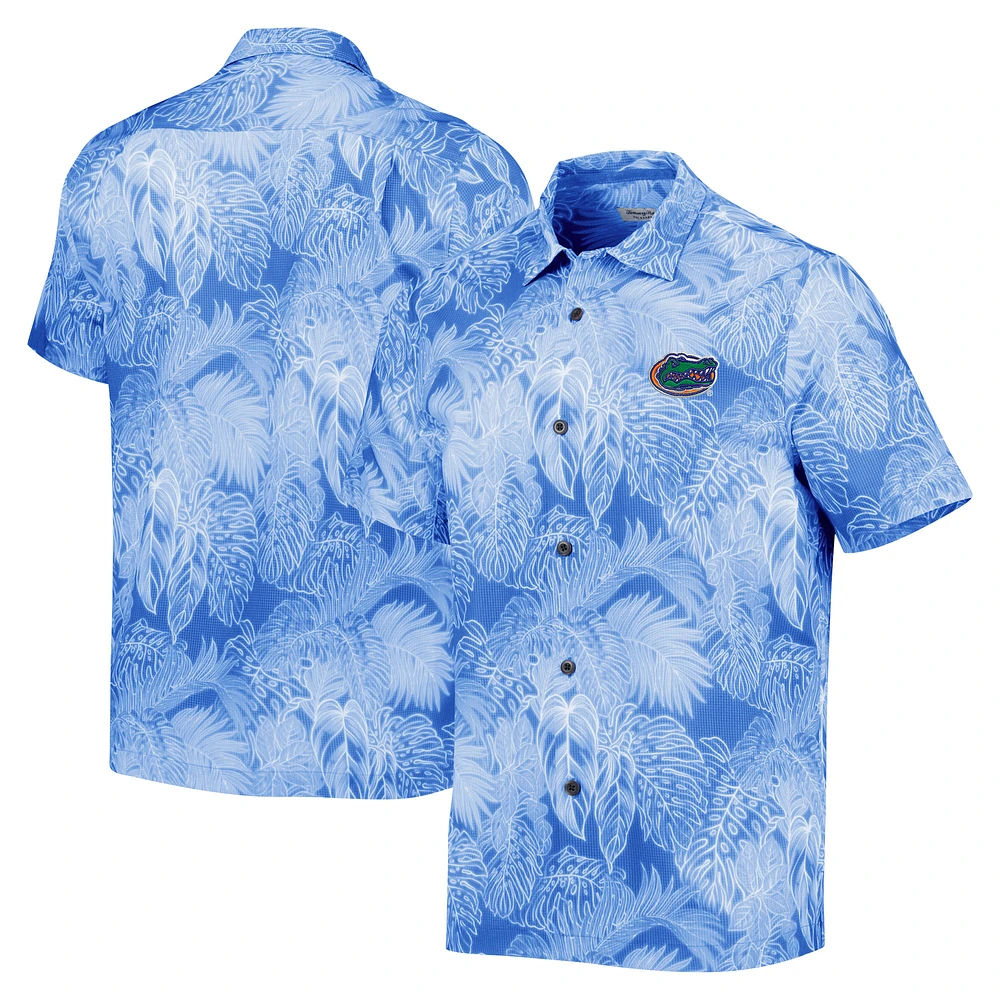 Men's Tommy Bahama Royal Florida Gators Coast Luminescent Fronds IslandZone Button-Up Camp Shirt