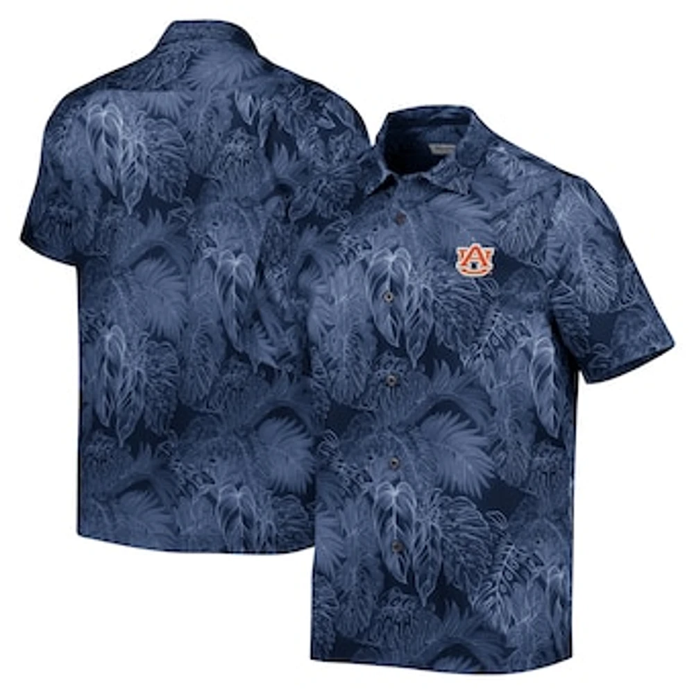 Men's Tommy Bahama Navy Auburn Tigers Coast Luminescent Fronds IslandZone Button-Up Camp Shirt