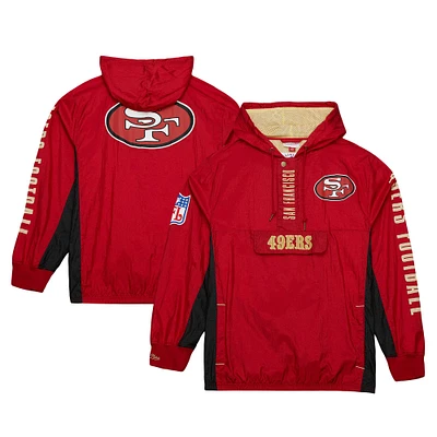 Men's Mitchell & Ness Scarlet San Francisco 49ers Team OG 2.0 Anorak Vintage Logo Quarter-Zip Windbreaker Jacket