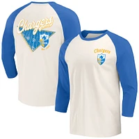 Men's Darius Rucker Collection by Fanatics Powder Blue/White Los Angeles Chargers Raglan 3/4 Sleeve T-Shirt