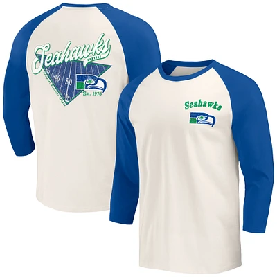 Men's Darius Rucker Collection by Fanatics Royal/White Seattle Seahawks Raglan 3/4 Sleeve T-Shirt