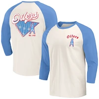 Men's Darius Rucker Collection by Fanatics Light Blue/White Houston Oilers Gridiron Classics Raglan 3/4 Sleeve T-Shirt