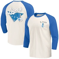 Men's Darius Rucker Collection by Fanatics Blue/White Detroit Lions Raglan 3/4 Sleeve T-Shirt