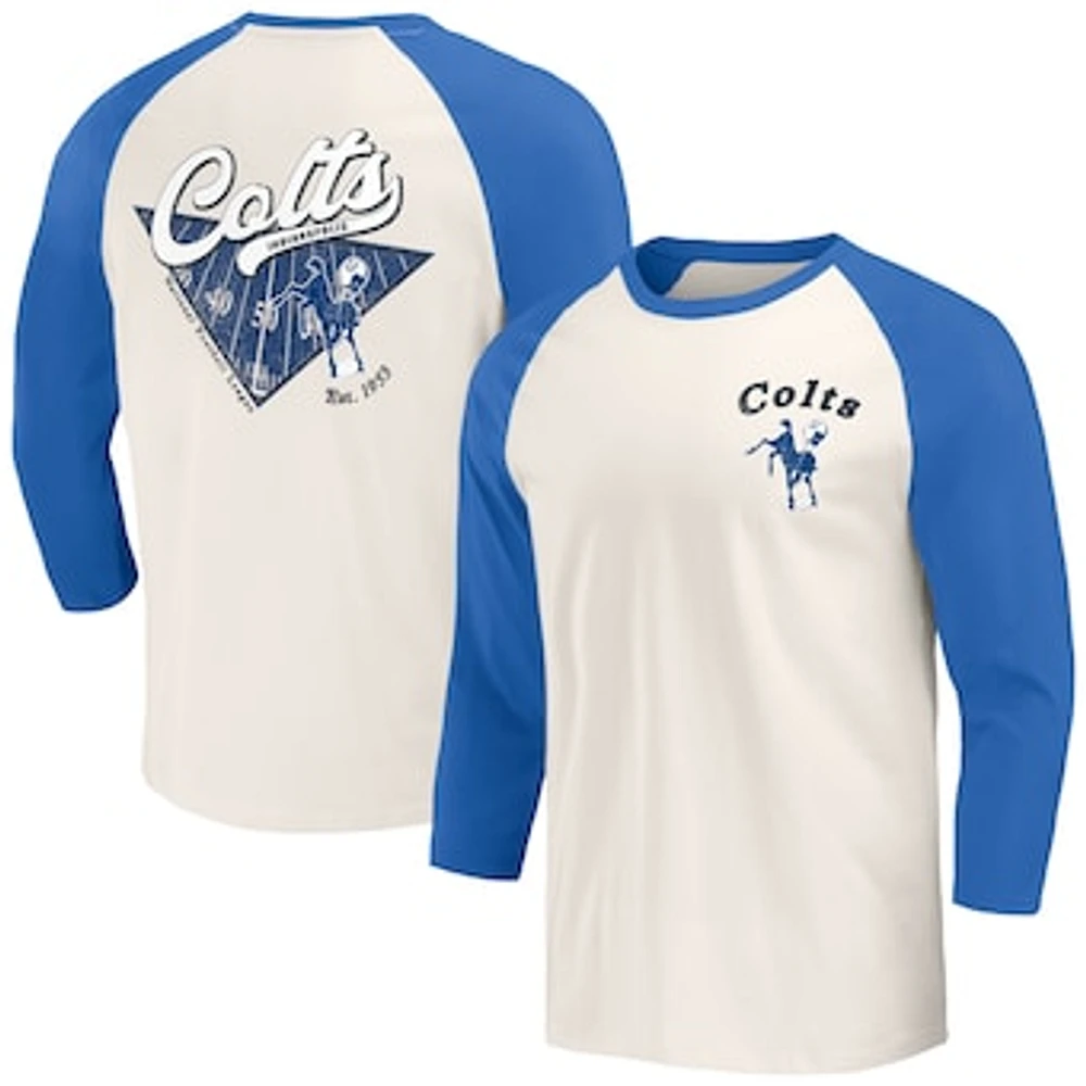 Men's Darius Rucker Collection by Fanatics Royal/White Indianapolis Colts Raglan 3/4 Sleeve T-Shirt