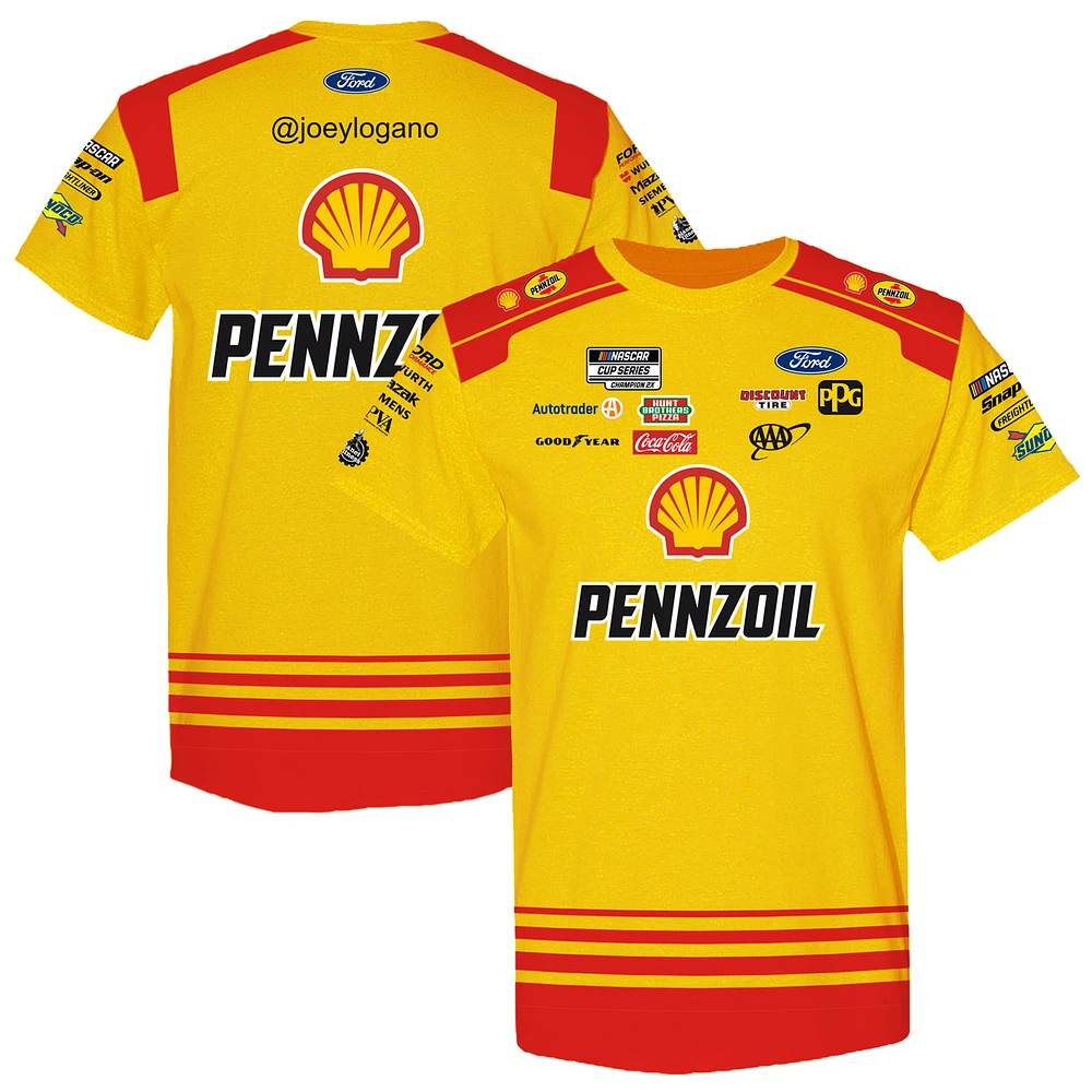 Youth Team Penske Yellow/Red Joey Logano Shell-Pennzoil Uniform T-Shirt