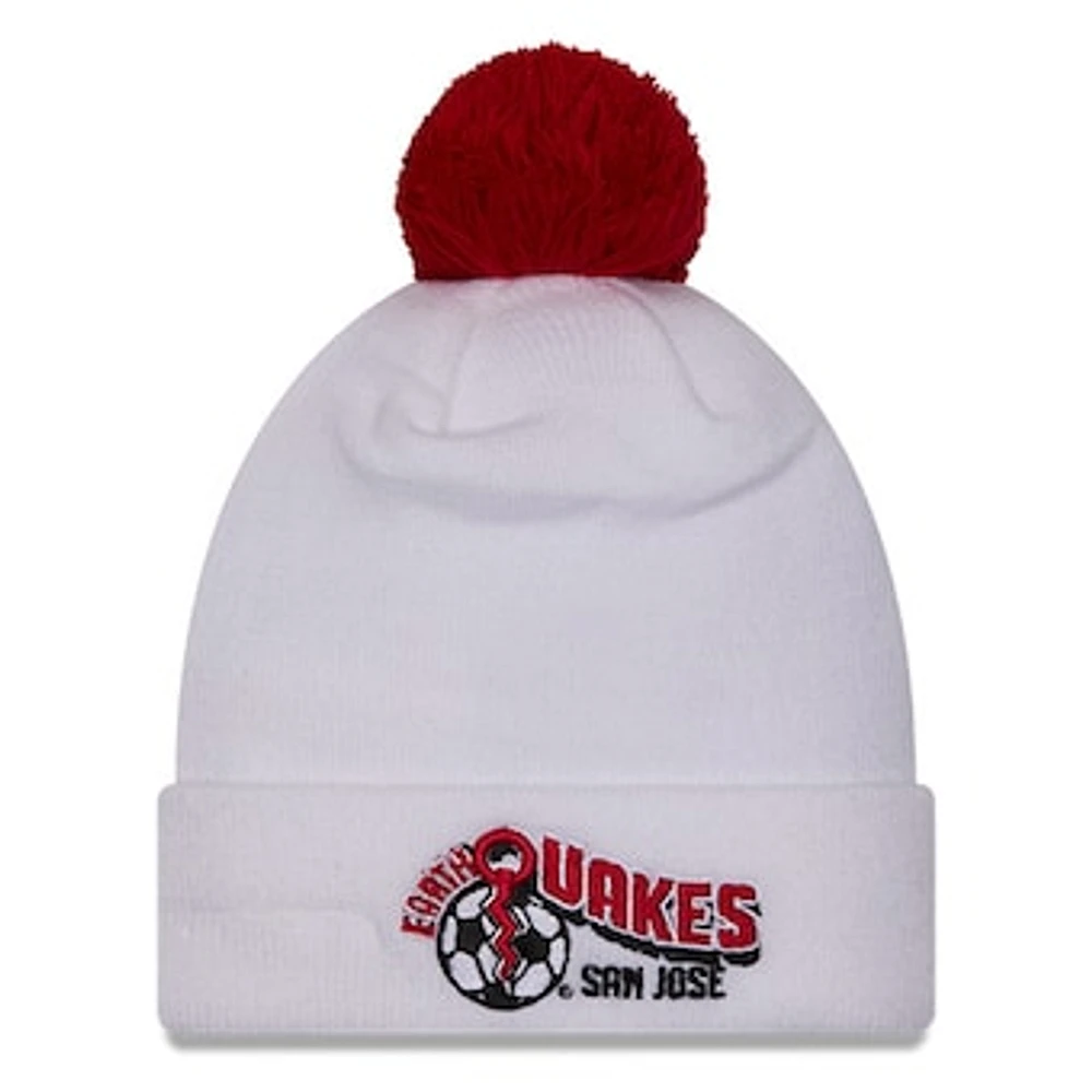 Men's New Era  White San Jose Earthquakes Jersey Hook Cuff Knit Hat with Pom