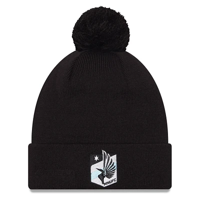 Men's New Era  Black Minnesota United FC Jersey Hook Cuff Knit Hat with Pom