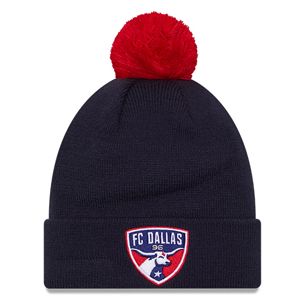 Men's New Era Navy FC Dallas Jersey Hook Cuff Knit Hat with Pom