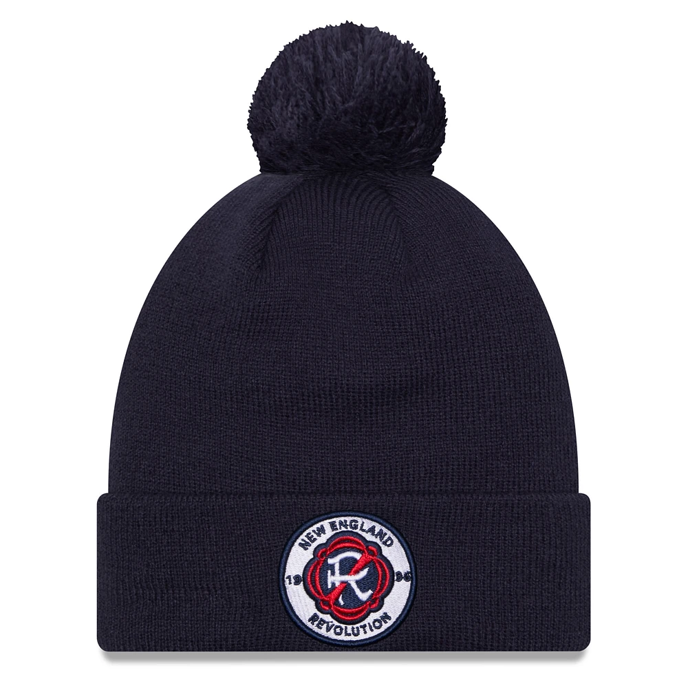 Men's New Era  Blue New England Revolution Jersey Hook Cuff Knit Hat with Pom