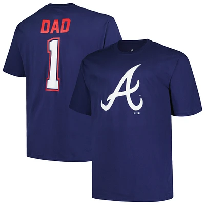 Men's Profile Navy Atlanta Braves Big & Tall #1 Dad T-Shirt