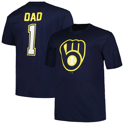 Men's Profile Navy Milwaukee Brewers Big & Tall #1 Dad T-Shirt