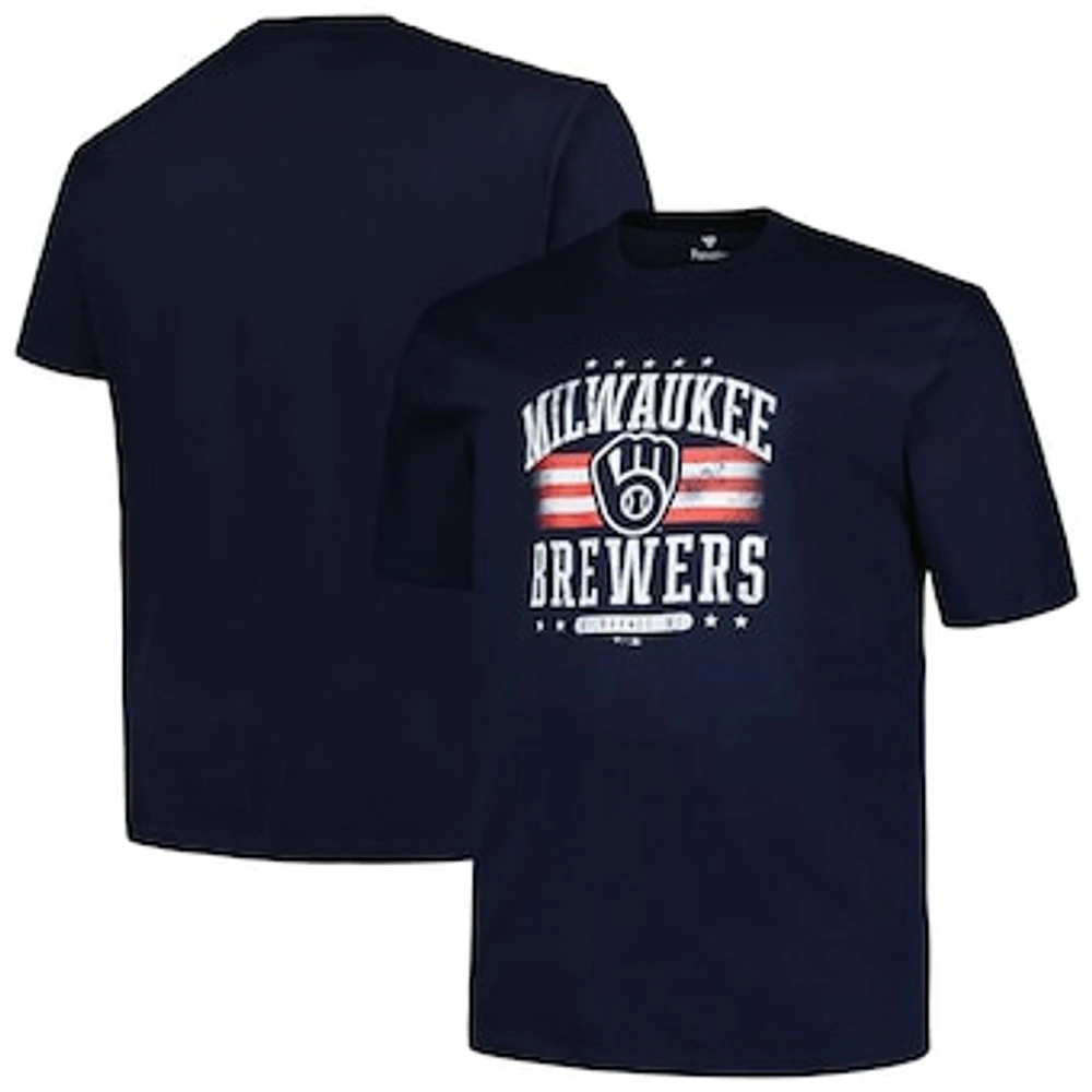 Men's Profile  Navy Milwaukee Brewers Big & Tall Americana T-Shirt