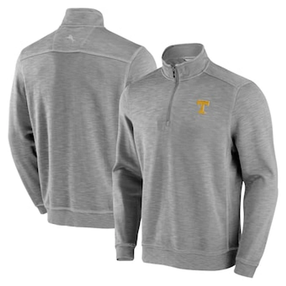 Men's Tommy Bahama Gray Tennessee Volunteers Tobago Bay Half-Zip Tri-Blend Top