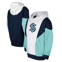 Youth Ash/Deep Sea Blue Seattle Kraken Champion League Fleece Pullover Hoodie