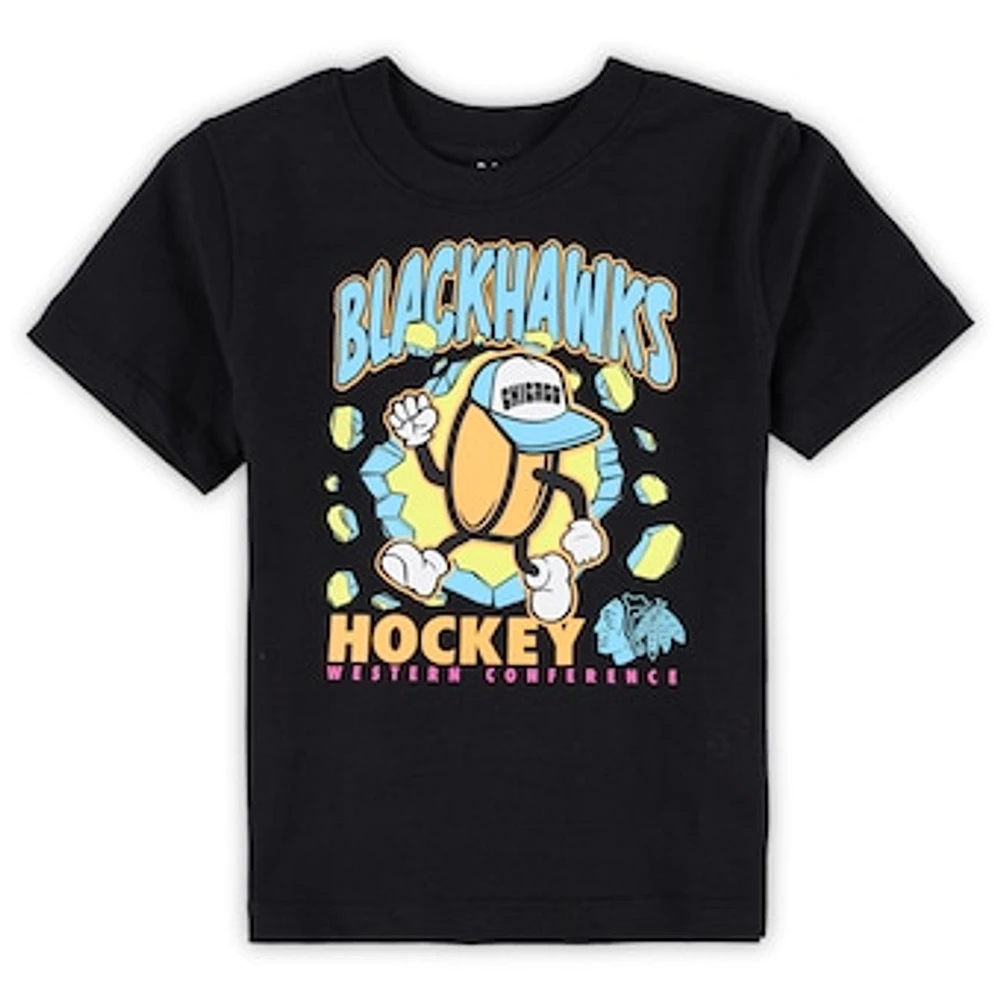 Toddler Black Chicago Blackhawks Break Through T-Shirt