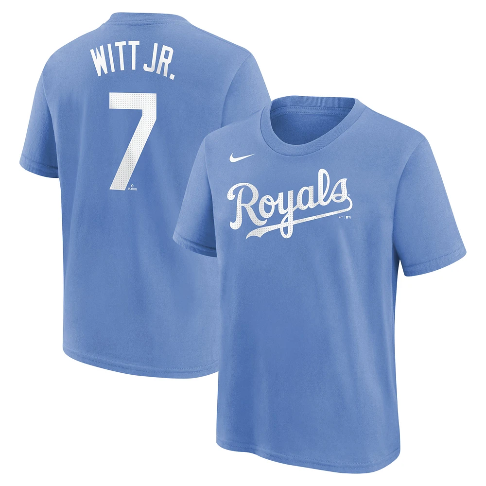 Youth Nike Bobby Witt Jr. Light Blue Kansas City Royals Home Player Name & Number T-Shirt