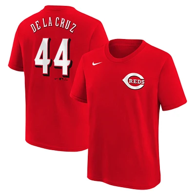 Youth Nike Elly De La Cruz Red Cincinnati Reds Home Player Name & Number T-Shirt