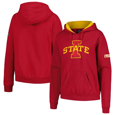 Women's Stadium Athletic Cardinal Iowa State Cyclones Big Logo Pullover Hoodie