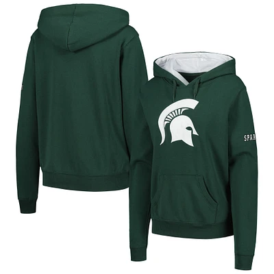 Women's Stadium Athletic Green Michigan State Spartans Big Logo Pullover Hoodie