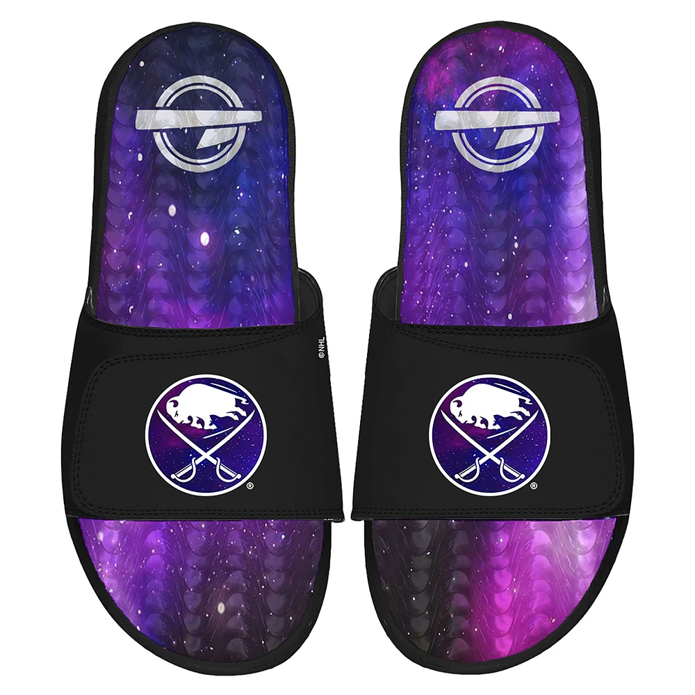 Men's ISlide Black Buffalo Sabres Galaxy Gel Slide Sandals