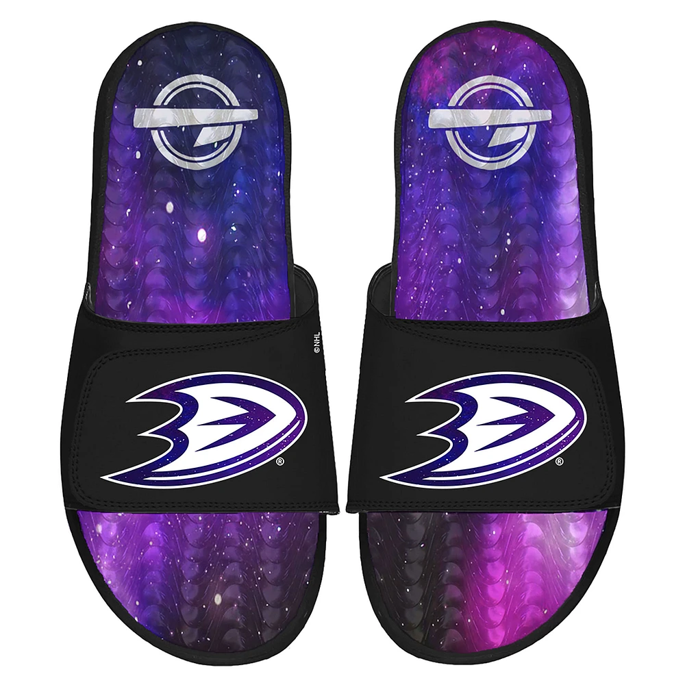 Men's ISlide Black Anaheim Ducks Galaxy Gel Slide Sandals