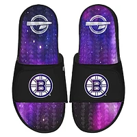 Men's ISlide  Black Boston Bruins Galaxy Gel Slide Sandals