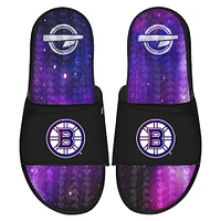 Men's ISlide  Black Boston Bruins Galaxy Gel Slide Sandals