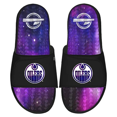 Men's ISlide  Black Edmonton Oilers Galaxy Gel Slide Sandals