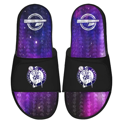 Men's ISlide  Black Boston Celtics Galaxy Gel Slide Sandals