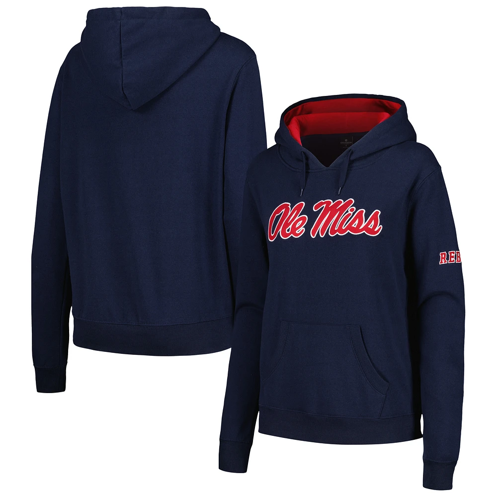 Women's Stadium Athletic Navy Ole Miss Rebels Big Logo Pullover Hoodie