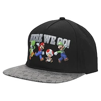 Youth  Black Super Mario Bros. Here We Go Snapback Adjustable Hat