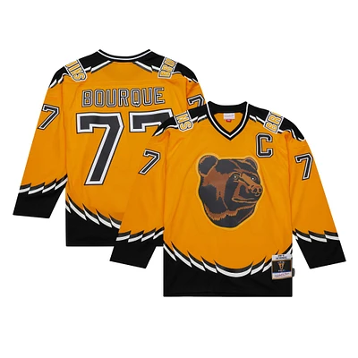 Men's Mitchell & Ness Ray Bourque Gold Boston Bruins  1996/97 Captain Patch Blue Line Player Jersey