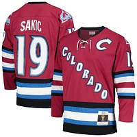 Men's Mitchell & Ness Joe Sakic Burgundy Colorado Avalanche 2001/02 Blue Line Alternate Player Jersey