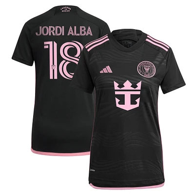 Women's adidas Jordi Alba Ramos Black Inter Miami CF 2024 La Noche Replica Player Jersey