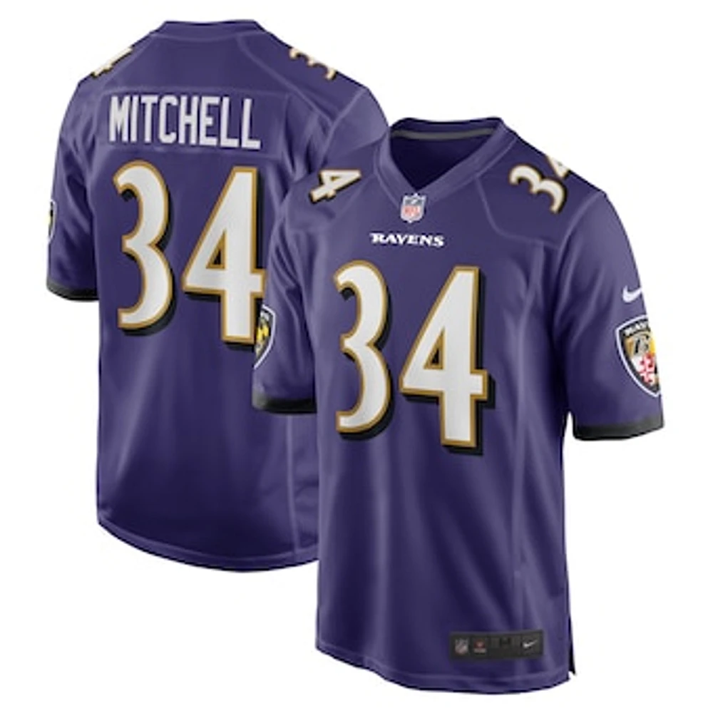 Men's Nike Keaton Mitchell  Purple Baltimore Ravens Game Jersey