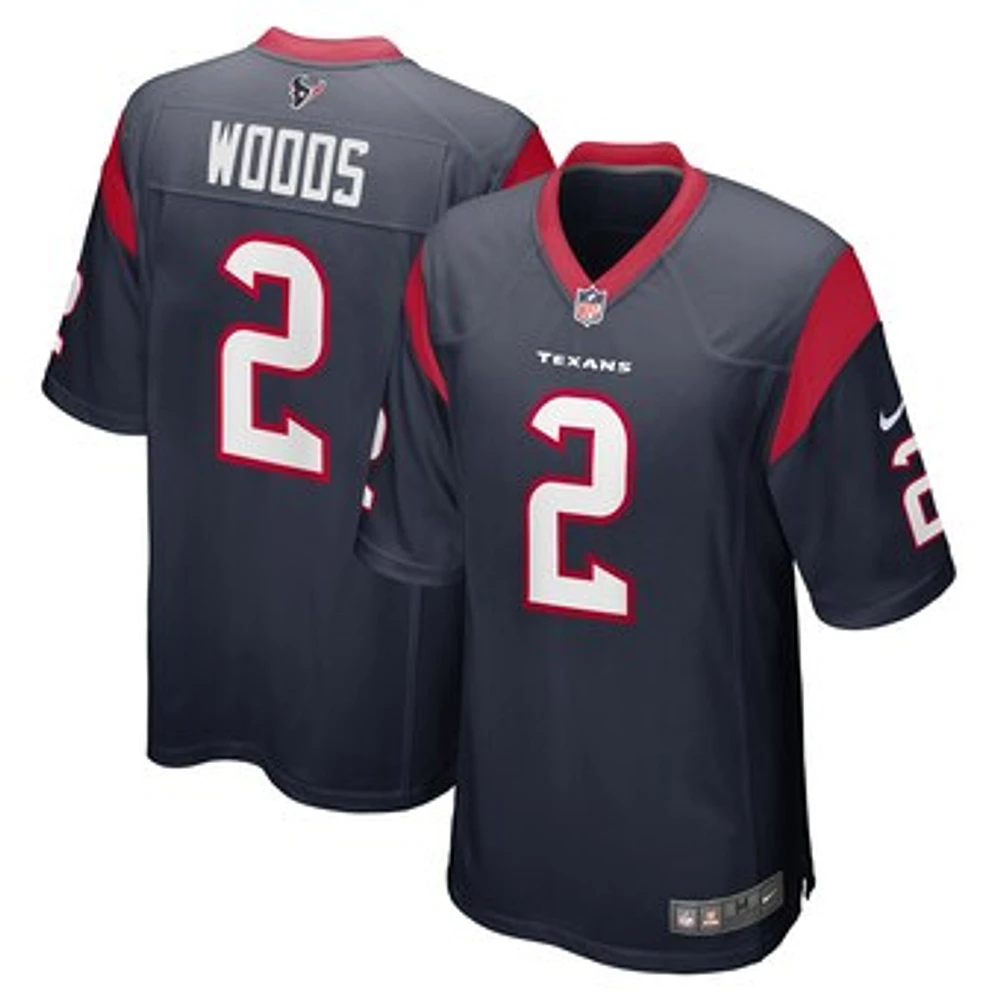 Men's Nike Robert Woods  Navy Houston Texans Game Jersey