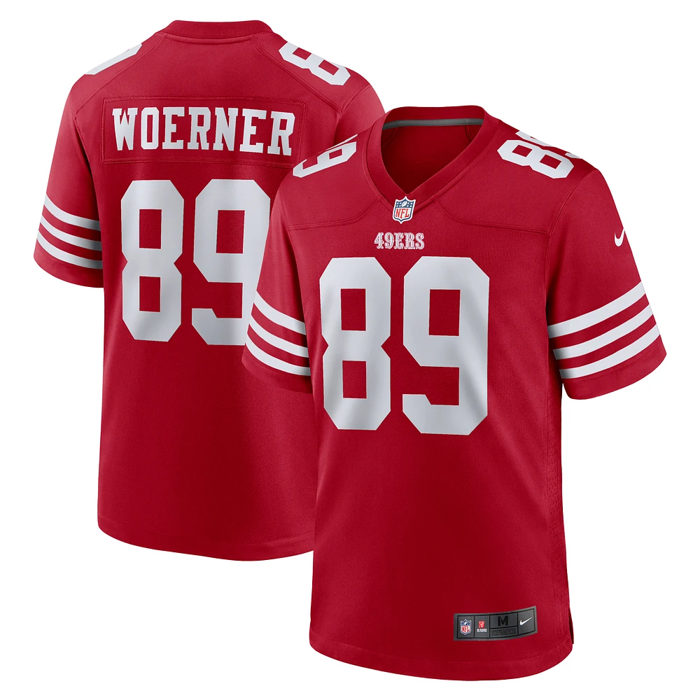 Men's Nike Charlie Woerner  Scarlet San Francisco 49ers Game Jersey