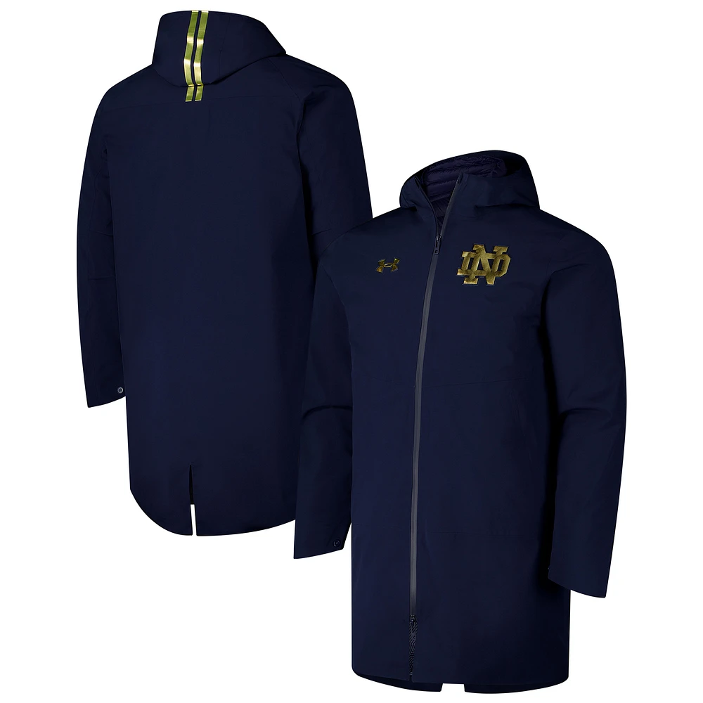 Men's Under Armour  Navy Notre Dame Fighting Irish 3-in-1 Infrared Down Coach's Performance Full-Zip Hoodie Stadium Jacket