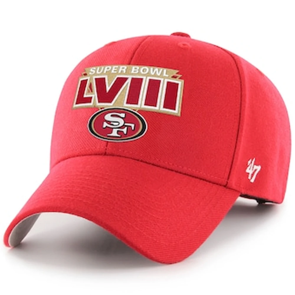 Men's '47  Scarlet San Francisco 49ers Super Bowl LVIII MVP Adjustable Hat