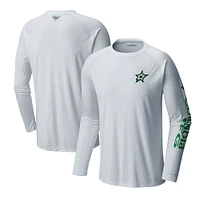 Men's  Columbia White Dallas Stars Terminal Tackle Omni-Shade Raglan Long Sleeve T-Shirt