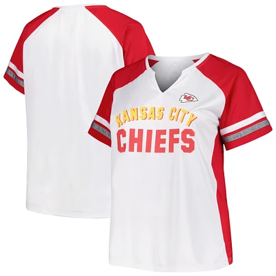 Women's Fanatics White/Red Kansas City Chiefs Plus Size Color Block T-Shirt