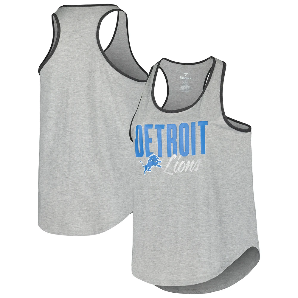 Women's Fanatics Heather Gray Detroit Lions Plus Size Fuel Tank Top