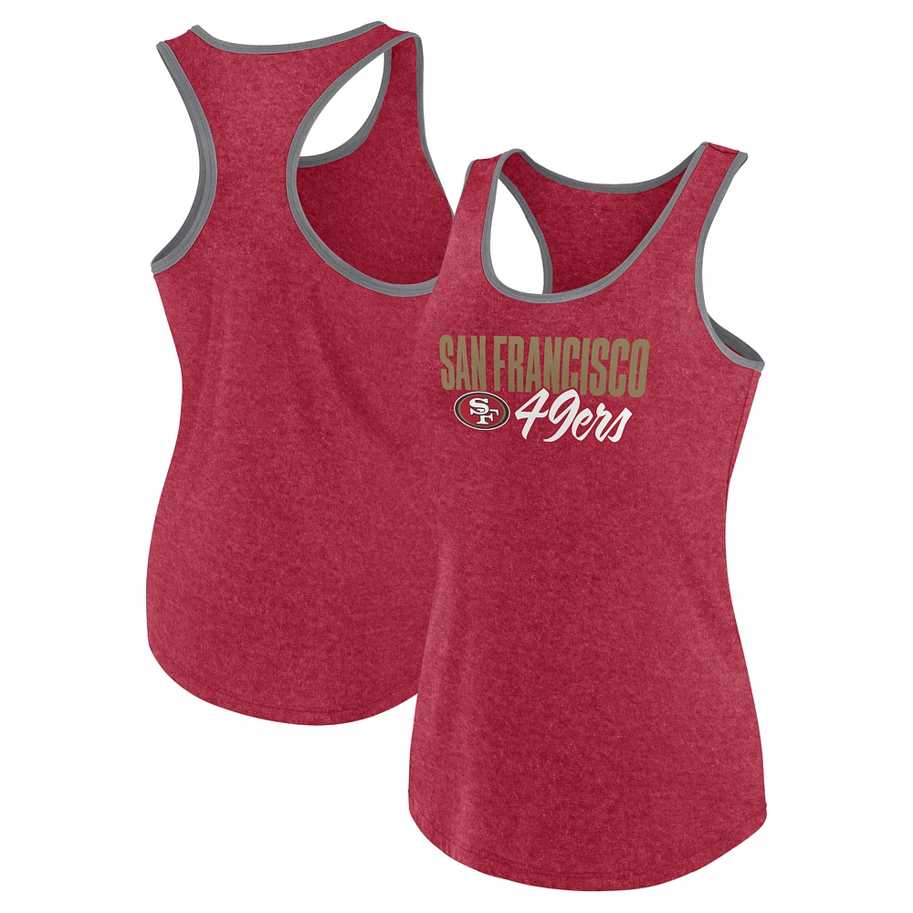 Women's Fanatics Heather Scarlet San Francisco 49ers Plus Size Fuel Tank Top