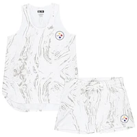 Women's Concepts Sport White Pittsburgh Steelers Plus Quartz Tank Top & Shorts Set